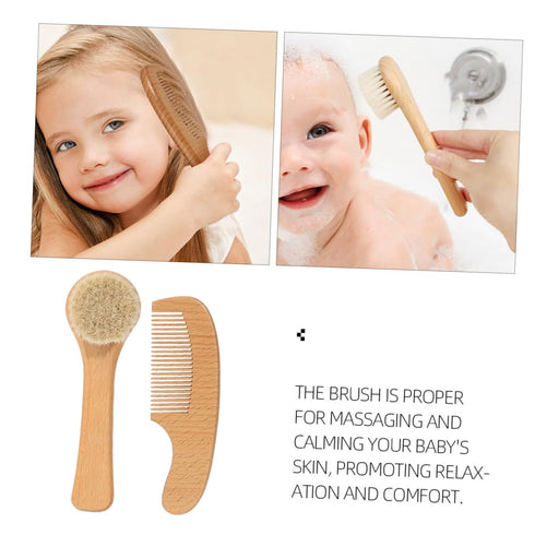 Set Set Newborn Hair Grooming Kit Soft Bristle Brush and Comb Care Bath Accessories Boy Girl Brush for Newborns