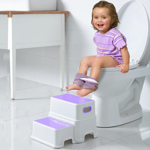 Stool,2 Victostar Toddler Step Kids Step Stool for Bathroom Sink,Baby Potty Stool with Anti-Slip Surface and Rubber