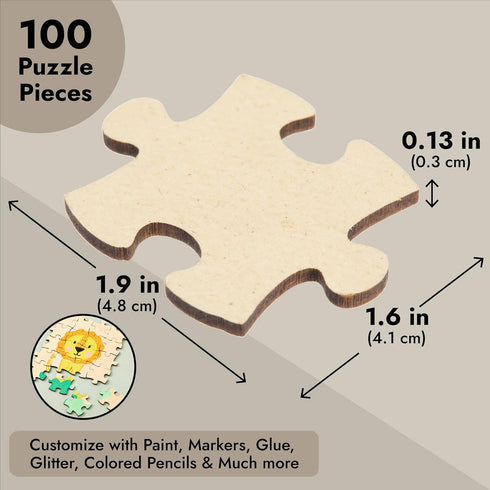 Juvale 100 Blank Wooden Puzzle Pieces for Crafts, DIY Art Projects, Unfinished Freeform Jigsaw Wood Puzzle