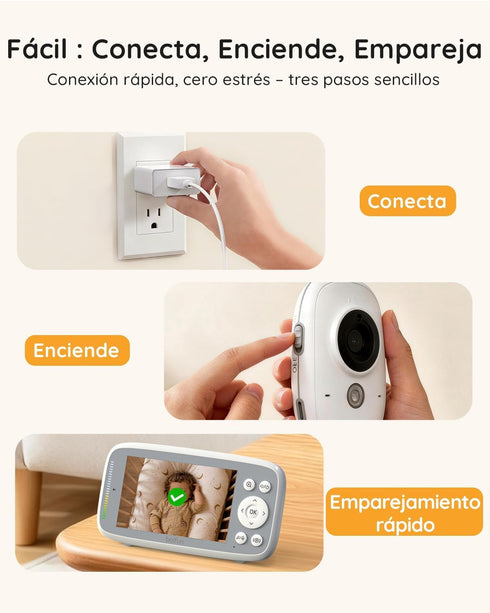 BOIFUN 2026 720P 4'' 2-Way Sensor,3X Reminder,11H Baby Monitor with Camera and Audio, No WiFi, True-Colour Screen
