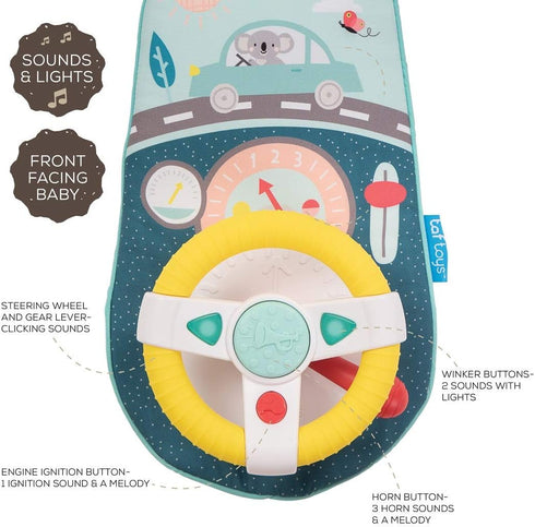 Baby Car Seat Toys for Infants, Steering Wheel with Music Lights & Mirror, Car Seat Toy for Babies 6 to 12 Months