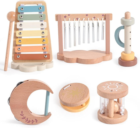 Baby Montessori Musical Instruments,Wooden Percussion Xylophone Musical Toys for Toddlers,Sensory Toys for