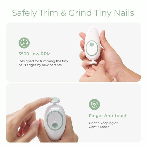 Momcozy Trimmer 7 Baby Nail File Electric, Gentle Baby Nail Electric, Baby Nail Clipper with Night Light, Grinding Head