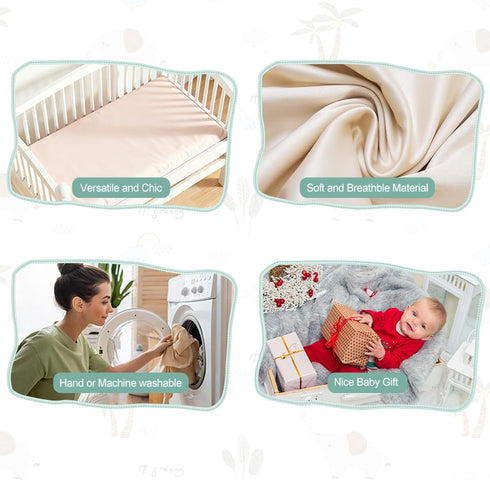 4 Pack 21" 35" Bassinet Fitted Sheets Compatible with x Amke, Ezebaby, Evolur Stellar and Mereryi Baby Bassinet, Soft