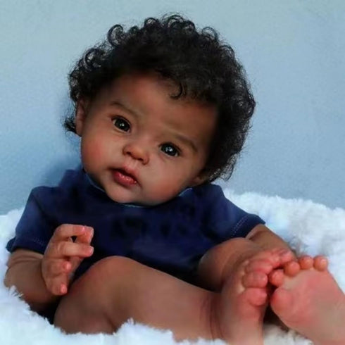 GYCV Lifelike Black Reborn Baby Dolls Boy 20 Inch Realistic Newborn Doll Brown