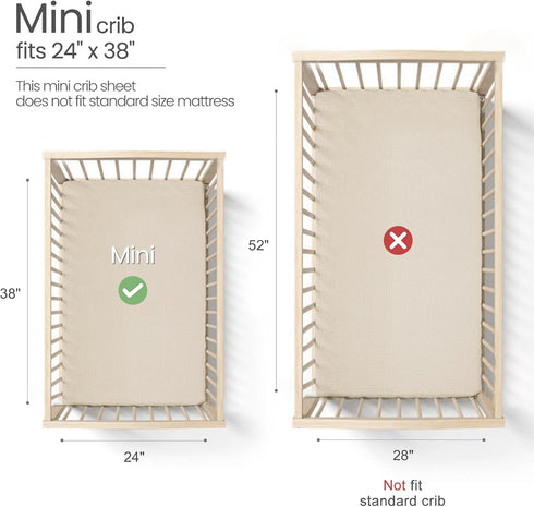2Pack lulumoon Mini Crib Sheets Muslin: Soft Cotton Fitted Mini Crib Mattress Sheets for Boys and Girls