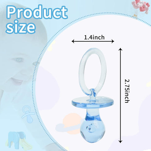 50 2.75 Inch Pieces Baby Pacifier Baby Shower Plastic Pacifier for Baby Shower Pacifier, Baby Shower Gender Show Party