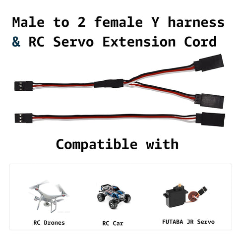 6 PCS JST Y Connector 3 Pin JST Plug Splitters, Servo Male to Female Y Wire Cable, Parallel RC Servo Extension Cord, Wire Cable Fits RC JR Futaba Airplanes, RC Car (Mixed 12 x 3)