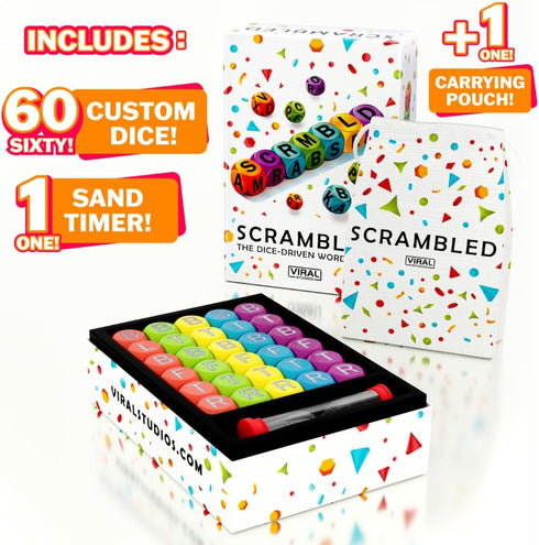 15 Viral Studios Scrambled The Dice-Driven Word Game Fast-Paced Party Game | Spell, Shout, and Win in This Ultimate