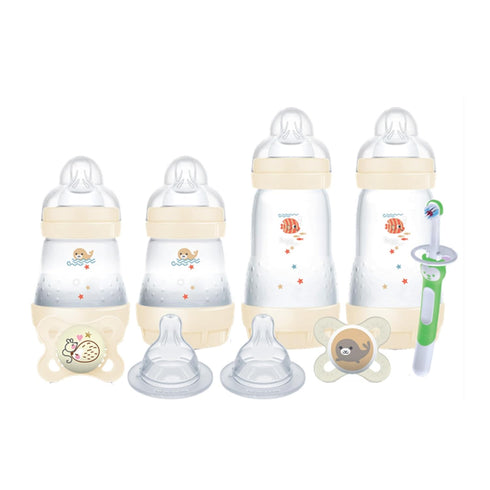 Welcome Home Gift Set (9-Piece) by MAM, Anti-Colic Baby Bottles, Pacifiers, Toothbrush, Baby Shower Gifts