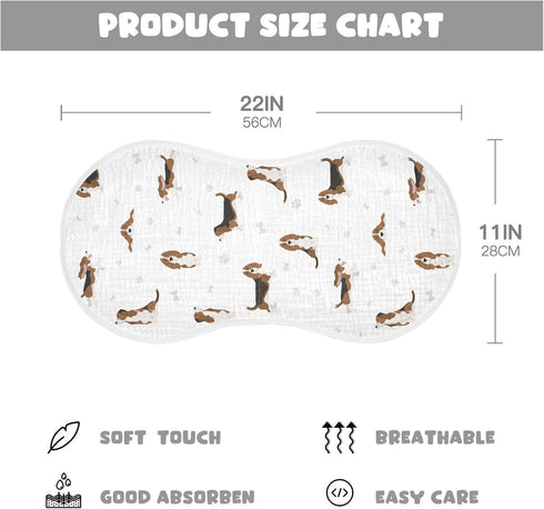 Basset Hound Dog Pattern Muslin Burp Cloths for Baby 1 Pack Soft 100% Cotton Baby Washcloths Bibs for Boy Girl by YYZZH