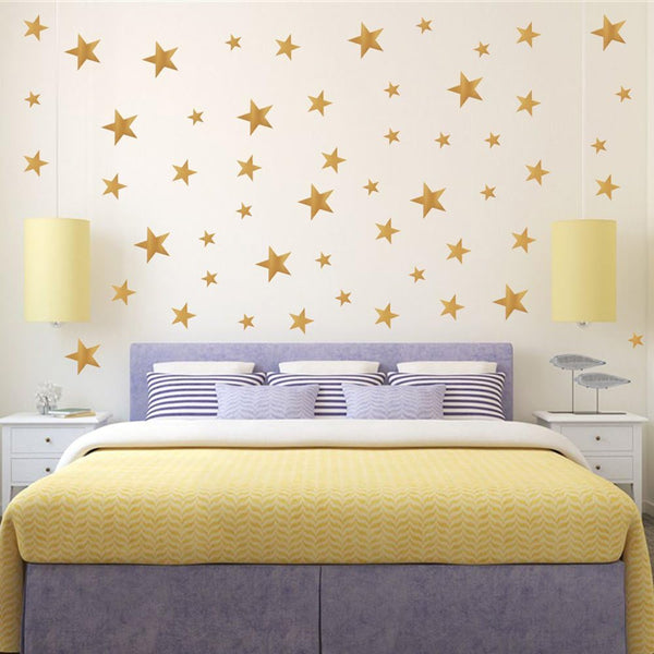 117Pcs Gold Stars Wall Decal Stars Pattern DIY Stickers for Kids Rooms Home Decor