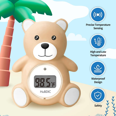 2in1 HubiBaby Baby Bath Thermometer & Digital Room Temperature, Kids Bathroom Safety Products with Temperature Warning