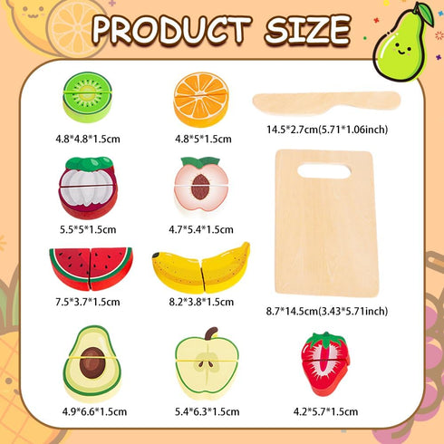 Embosomitr Sets 12PCs 3+ Wooden Cutting Fruits Food Toys Play Food for Children Kitchen Educational Learning Toy
