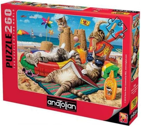 Anatolian Puzzle - Cats on The Beach, 260 Pieces Jigsaw Puzzle, #3322, Brown/a