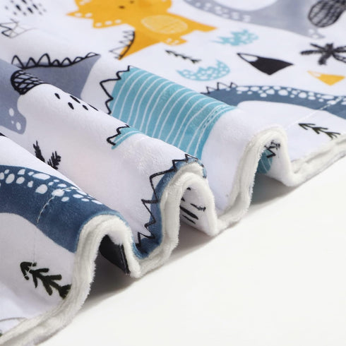 Baby Blanket for Boys Girls, Soft Minky with Double Layer Dotted Backing, Color Dinosaurs Printed, 30 x 40 Inch