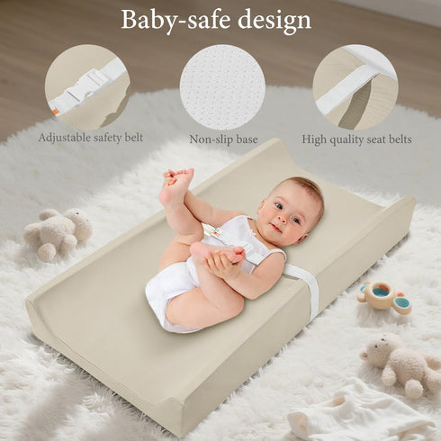 31" 16", Baby Changing Pad, Waterproof & Wipeable Vegan Leather Diaper Changing Mat x Comfortable Soft Standard Size