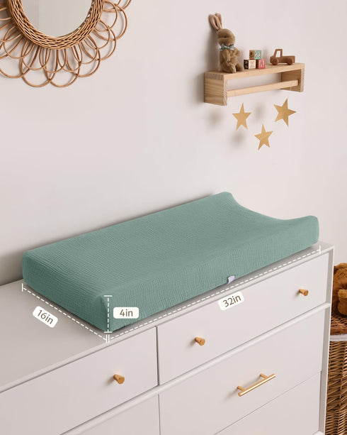 2Pack Blissful Diary Muslin Changing Pad Cover for Girls Boys, Ultra Soft Breathable Cotton, Baby Diaper Change Table
