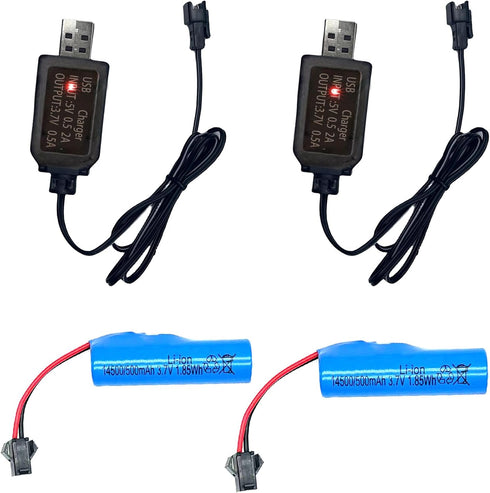 Jomi & Jolly 2 Pack 3.7V 500mAh Li-ion Rechargeable Batteries with Dual Protection and USB