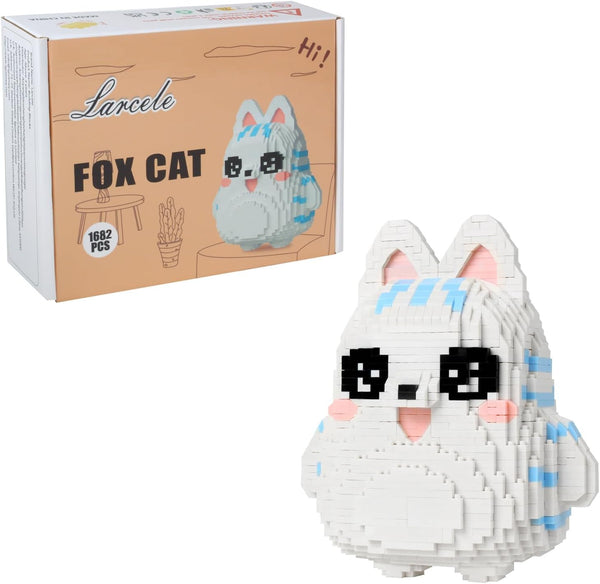 Larcele Animal Series Micro Building Blocks Animal Set - DIY Mini 3D Toy Bricks, 1682 Pieces KLJM-07 (Fox Cat)