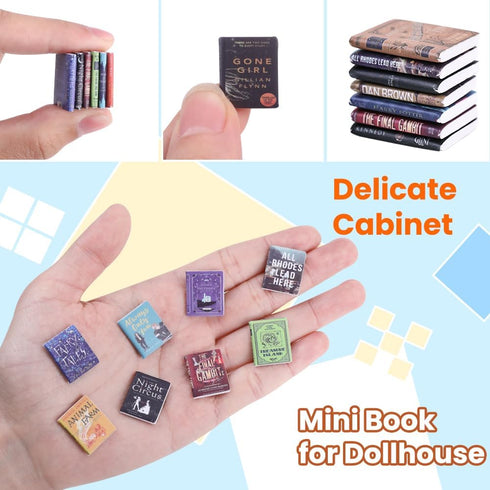 300pcs DIYDEC Mini Books Miniatures Dollhouse Books for Anxiety Bookshelf Tiny Plastic Books for Dollhouse Decor