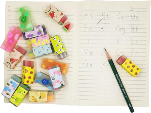 Cute Erasers for Kids Bulk - 16 Pack Animal Food Fun Desk Pets for School Supplies