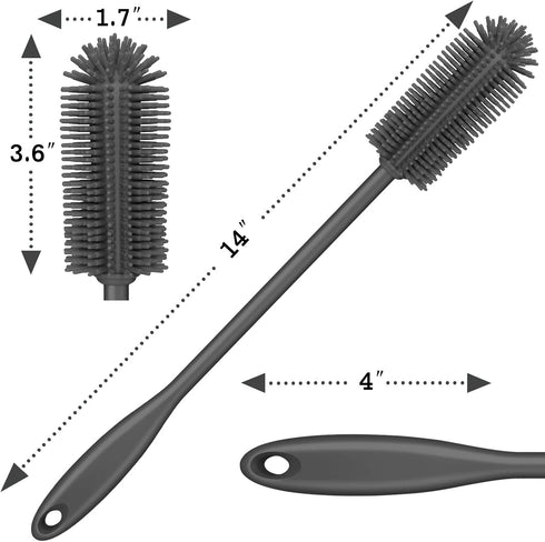 Purtribe (1 Pack, Silicone Bottle Brush, Water Bottle Cleaner Brush with Long Handle, Perfect for Cleaning Narrow Neck
