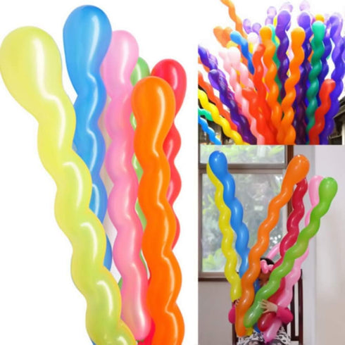 100Pcs 40 Inches Latex Spiral Balloons for Birthday Party, Assorted for Boys and Girls