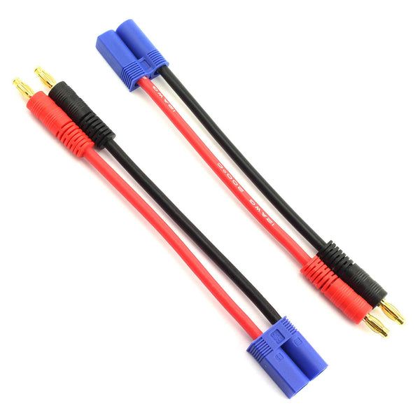 DGZZI 2pcs EC5 Male Connector to 4.0mm Banana Male Plug Lipo Battery Balance Charging Cable, 12 AWG Silicone Wire