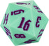 Large D20 Single 20 Sided DND Dice - 55mm Silicone D20 with Gift Box for RPG Games (Green/Purple)
