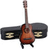 Dselvgvu Wooden Miniature Guitar with Stand and Case Mini Musical Instrument Classic Guitar