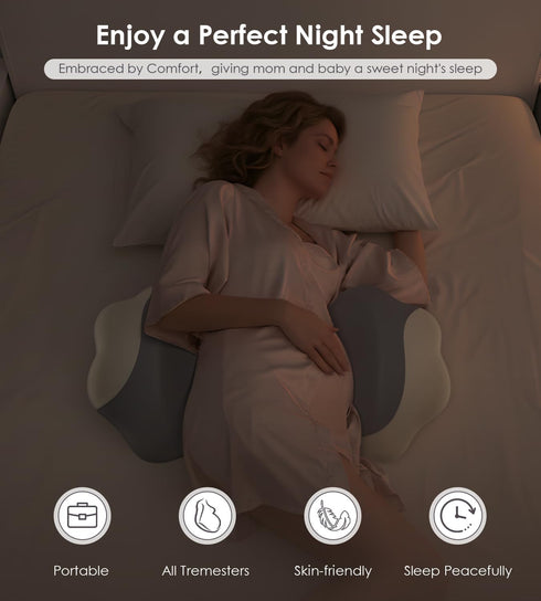 Pregnancy Pillows for Sleeping, Memory Foam Maternity Pillow Support for Back Belly HIPS, Adjustable Travel Wedge