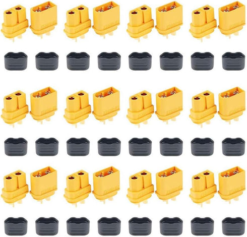 12 Pair XT60H Male Female Bullet Connectors - Power Plugs with Sheath for Lipo Battery RC Planes and Cars
