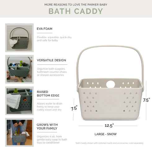 Parker Baby Large Bath Caddy | BPA Free & Food Grade Shower Caddy Organizer for Toys & Supplies | Quick-Dry, Sturdy