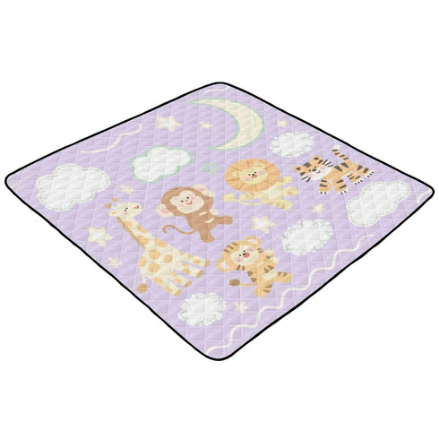 siphylline 50'' 50'' Funny Giraffe Monkey Purple Lilac Soft Padded Baby Gym & Activity Mat for Floor Lightweight Infant