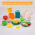 56Pcs Playset 2 Sets, Mini Play Kitchen Accessories for Kids, Pretend Cooking with Cookware, Tableware & Fruit Learning