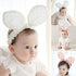RQJ Baby Girls Rabbit Headband, Bunny Ear Headwear, Kids Hair Band Headwrap (White)