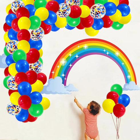 Red Blue Yellow Green Balloon Garland Kit, 121PCS Balloons for Toy Video Game Transportation Birthday Decorations