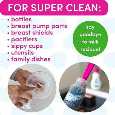 (2 Pack) 30 oz Dapple Baby Fragrance-Free Foaming Bottle & Dish Soap Refill - fl - Plant-Powered Cleaner for Baby