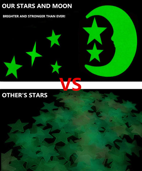 Glow in The Dark Stars, Self Adhesive 3D Glowing Stars and Moon for Ceiling, Wall Decals for Kids Rooms, 200 Stars