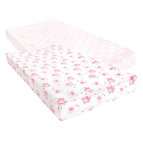 Luvable Friends Unisex Baby Fitted Changing Pad Cover, One Size, Girl Basic Elephant