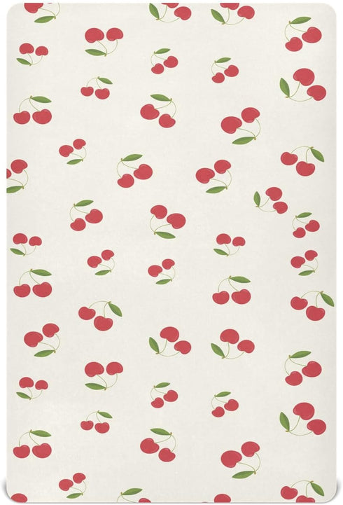 Burbuja Cute Cherrys Crib Sheet for Boys Girls, Fitted Crib Sheet 28 x