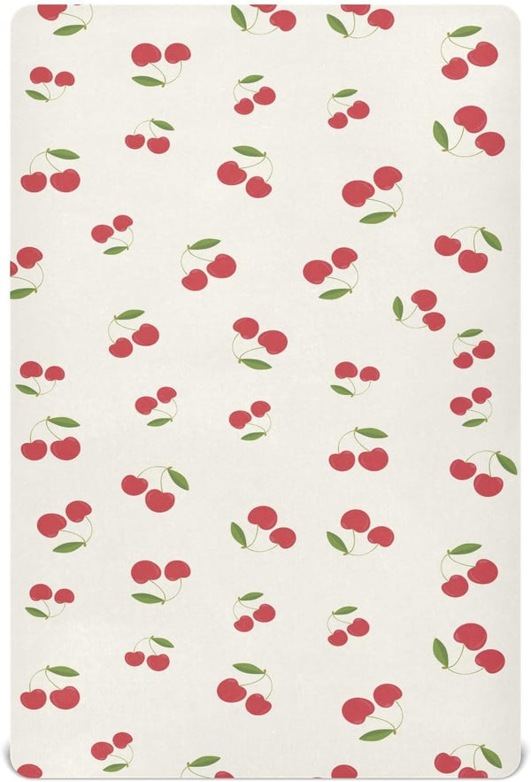 Burbuja Cute Cherrys Crib Sheet for Boys Girls, Fitted Crib Sheet 28 x