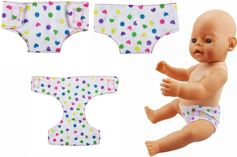 DC-BEAUTIFUL 4 Pcs Diapers and Bibs for 14-18 Inch Baby Dolls