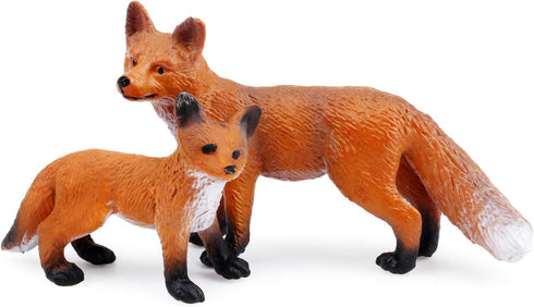 UANDME Fox Toy Figures Set - Includes Arctic Fox & Red Foxes Figurines Cake Toppers (5 Foxes)