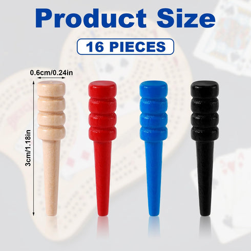 Gosknor 16pcs 1/8 Inch Cribbage Pegs, Wooden Cribbage Board Pegs Fit Holes Crib Pins Cribbage Accessories