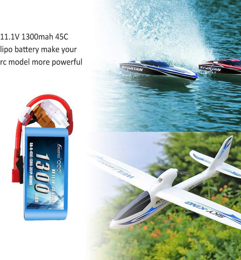Gens ace 11.1V 1300mAh 3S 45C LiPo Battery Pack with Deans Plug for RC Plane Heli Airplane