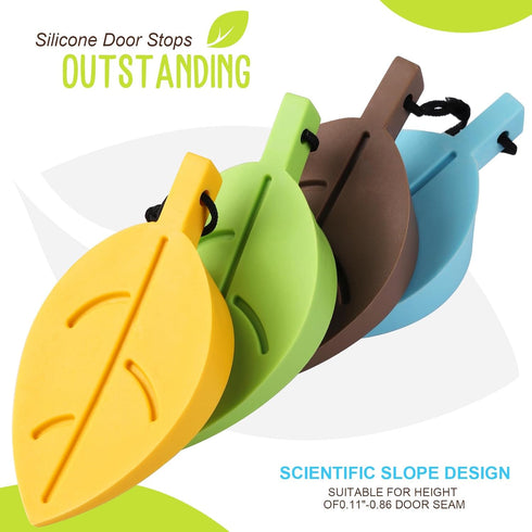 HNYYZL 4Pcs Silicone Door Stopper Wedge Finger Protector, Cute Colorful Cartoon Leaf Style, for Home Office