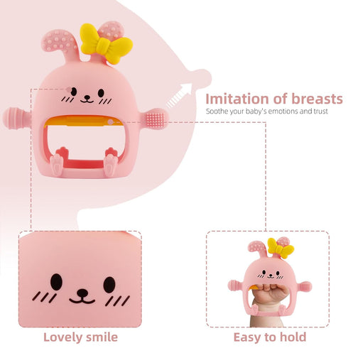 0-3 3-6 6-12 12-24 Chuya Baby Teething Toy for Months Bunny Mitten Toys Anti-Drop Chewable Hand Teether for Infant,Food