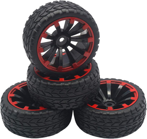 4Pack ShareGoo OD 2.55" 12mm Hex Wheel Rims & Rubber Tires Set for HSP Redcat HPI Tamiya 1/10 RC On-Road Touring Drift